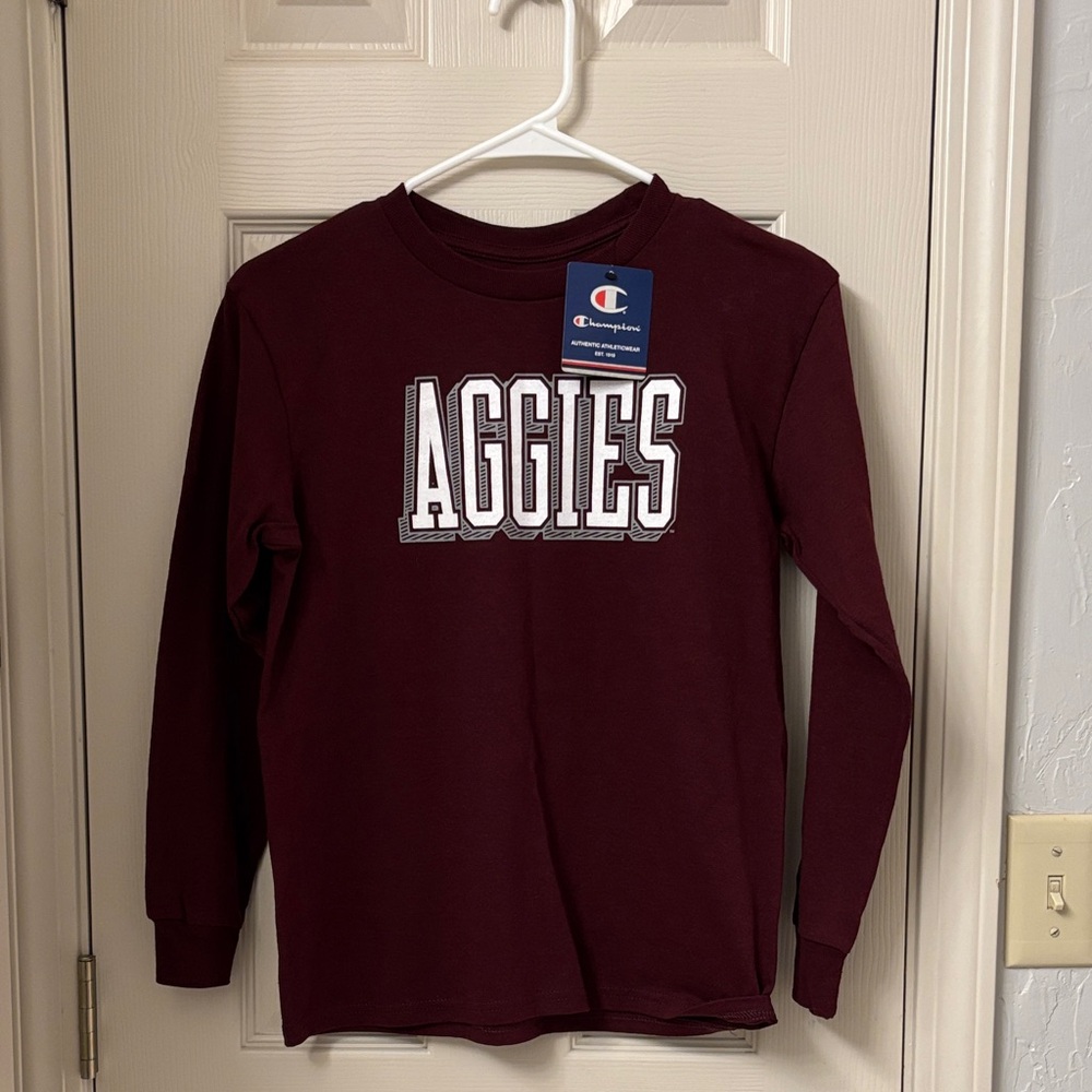 Champion Kids Long Sleeve Shirt - Maroon Aggies